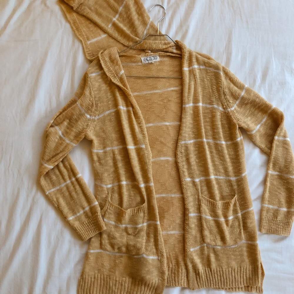 Pink Rose Thin Cardigan (yellow + stripes)